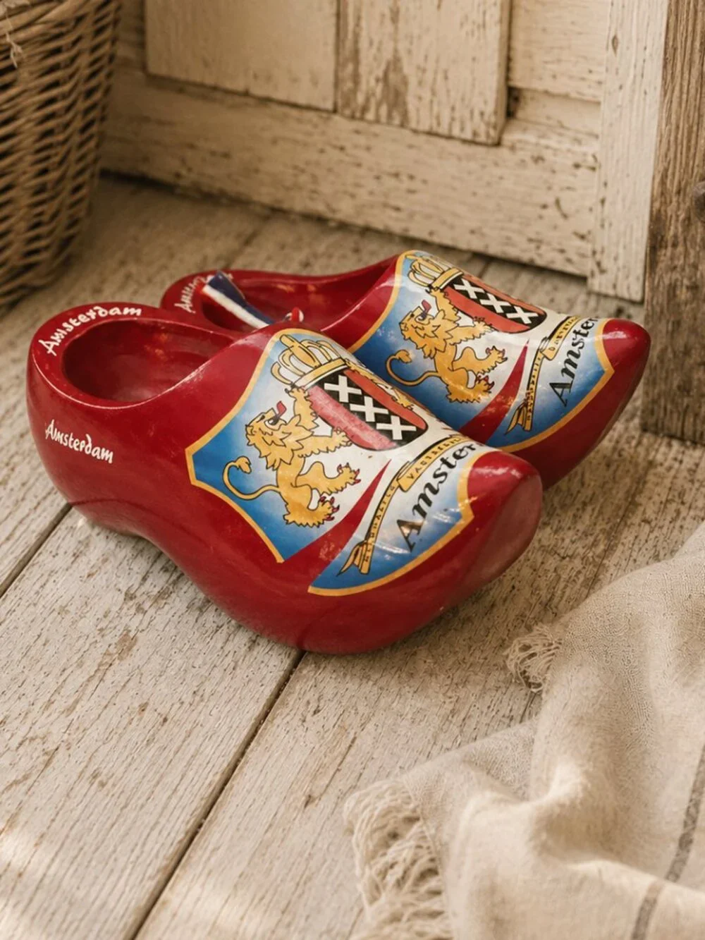 Vintage Amsterdam Coat of Arms Crest Collectible Wooden Shoes